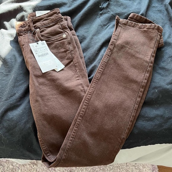 Zara brown split hem jeans - Picture 1 of 3
